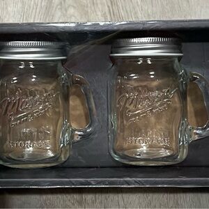 NIB Glass Mason Jar Salt and Pepper Shaker Shot Glass Glasses Set Clear
